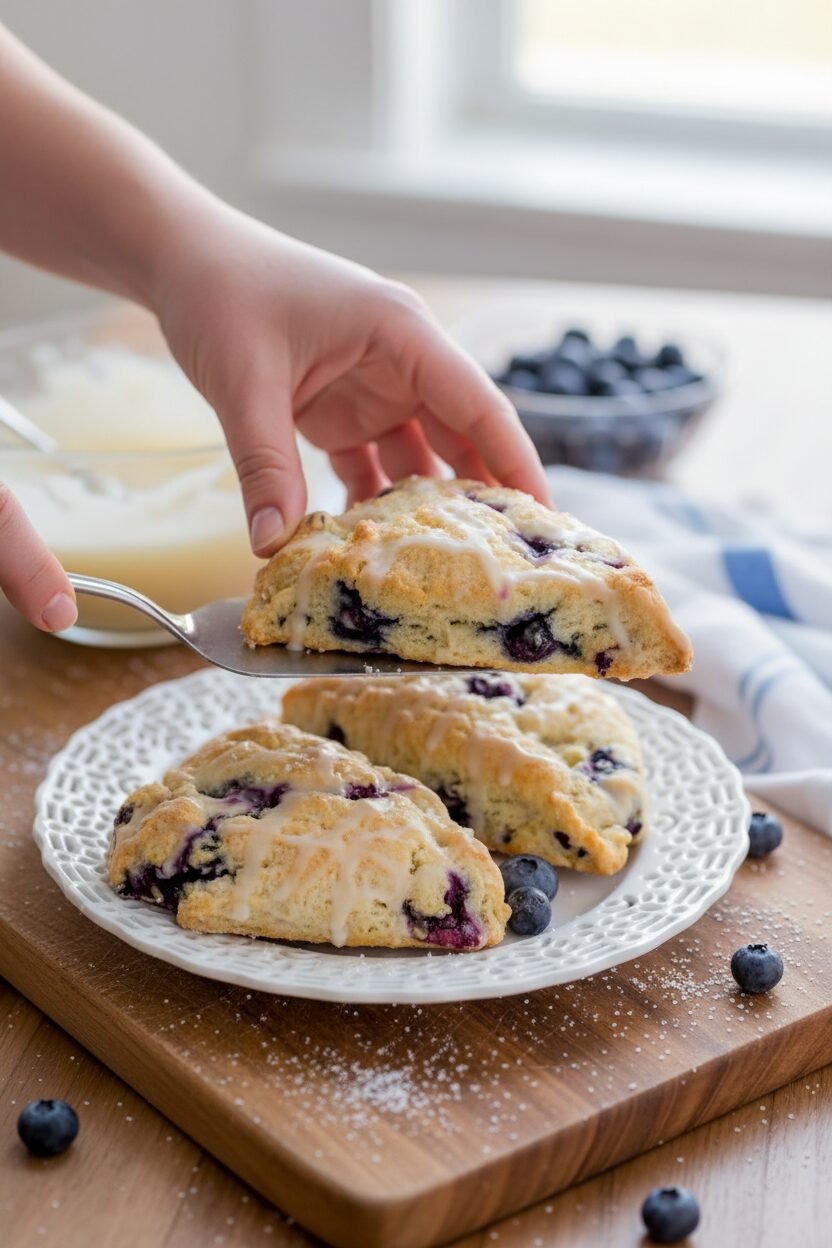 Lemon Blueberry Scones with Sweet Vanilla Glaze
