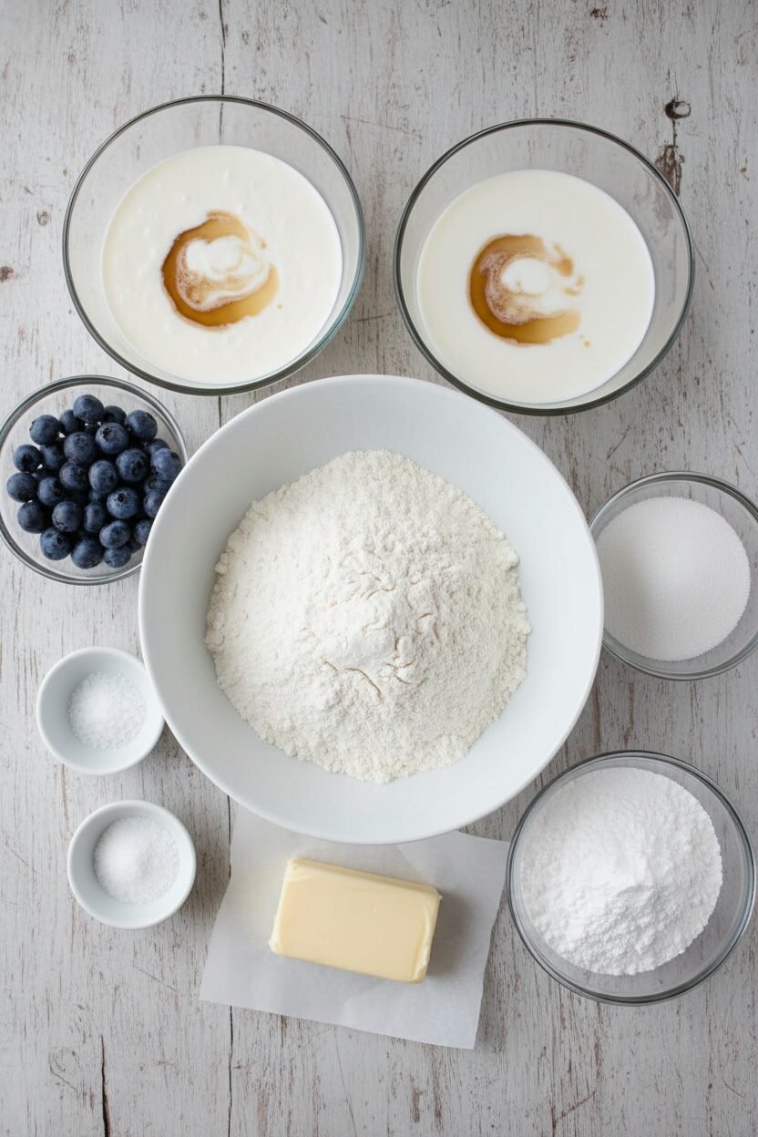 Lemon Blueberry Scones with Sweet Vanilla Glaze