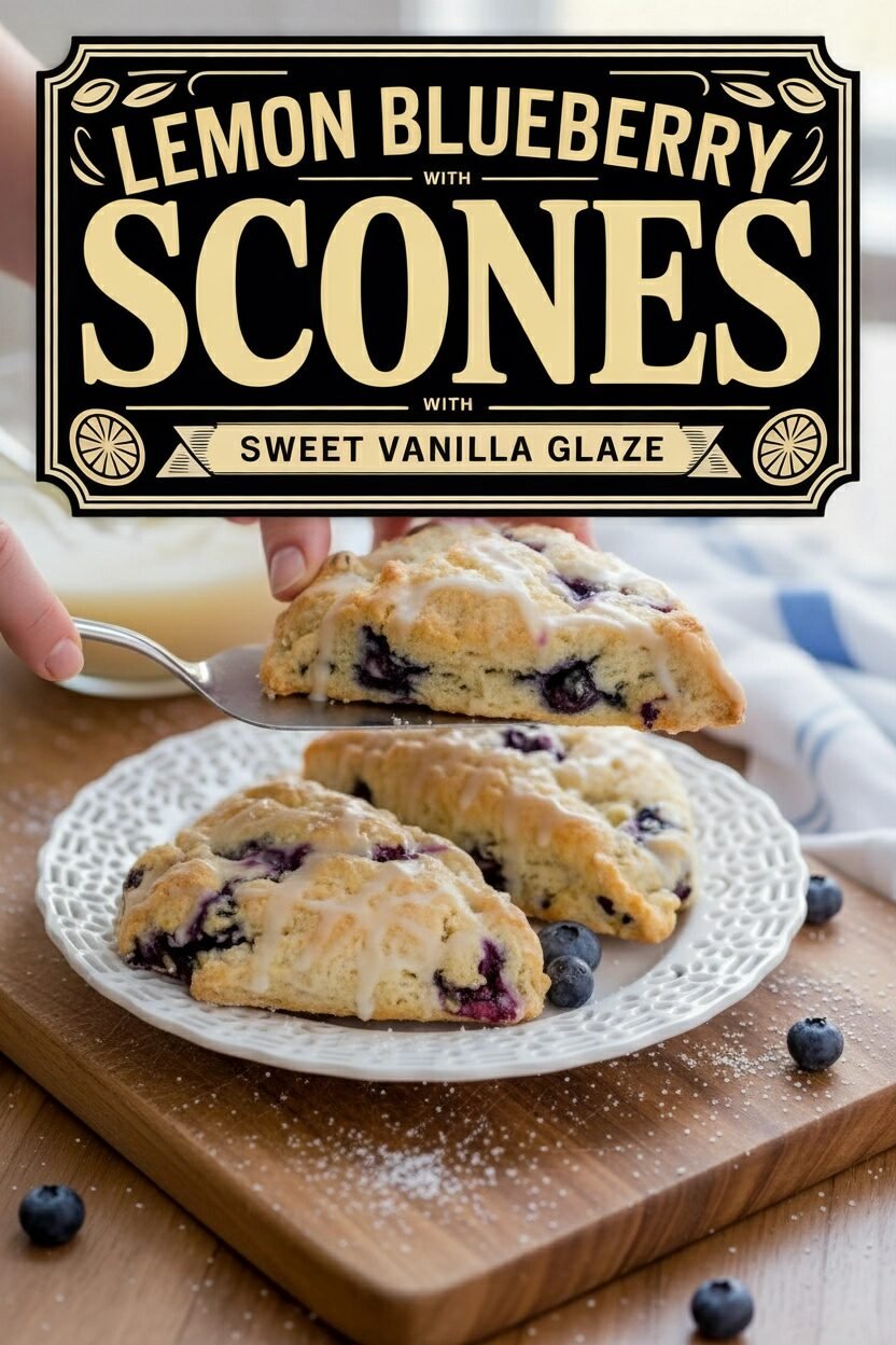 Lemon Blueberry Scones with Sweet Vanilla Glaze