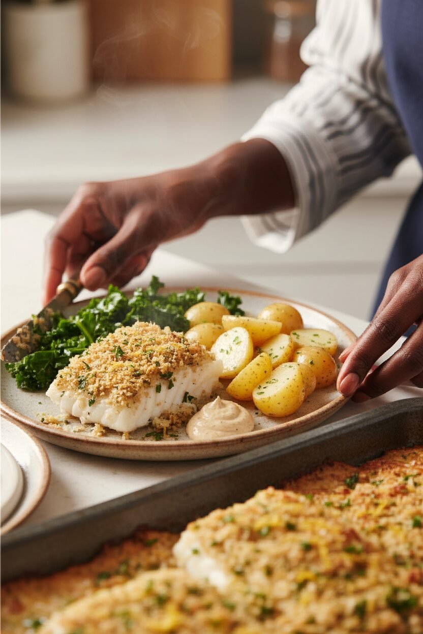 Lemon Butter Cod with Crispy Herbed Crust