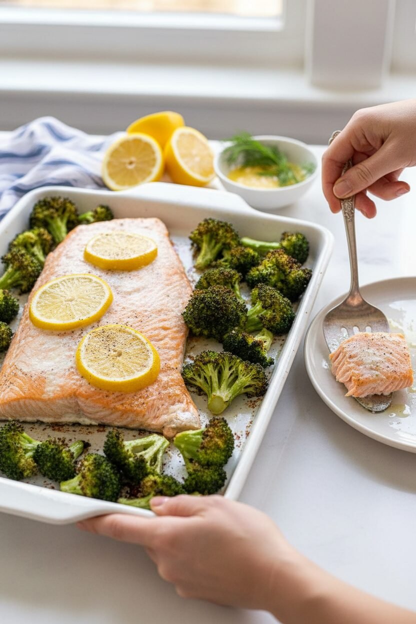Lemon Butter Salmon with Roasted Broccoli