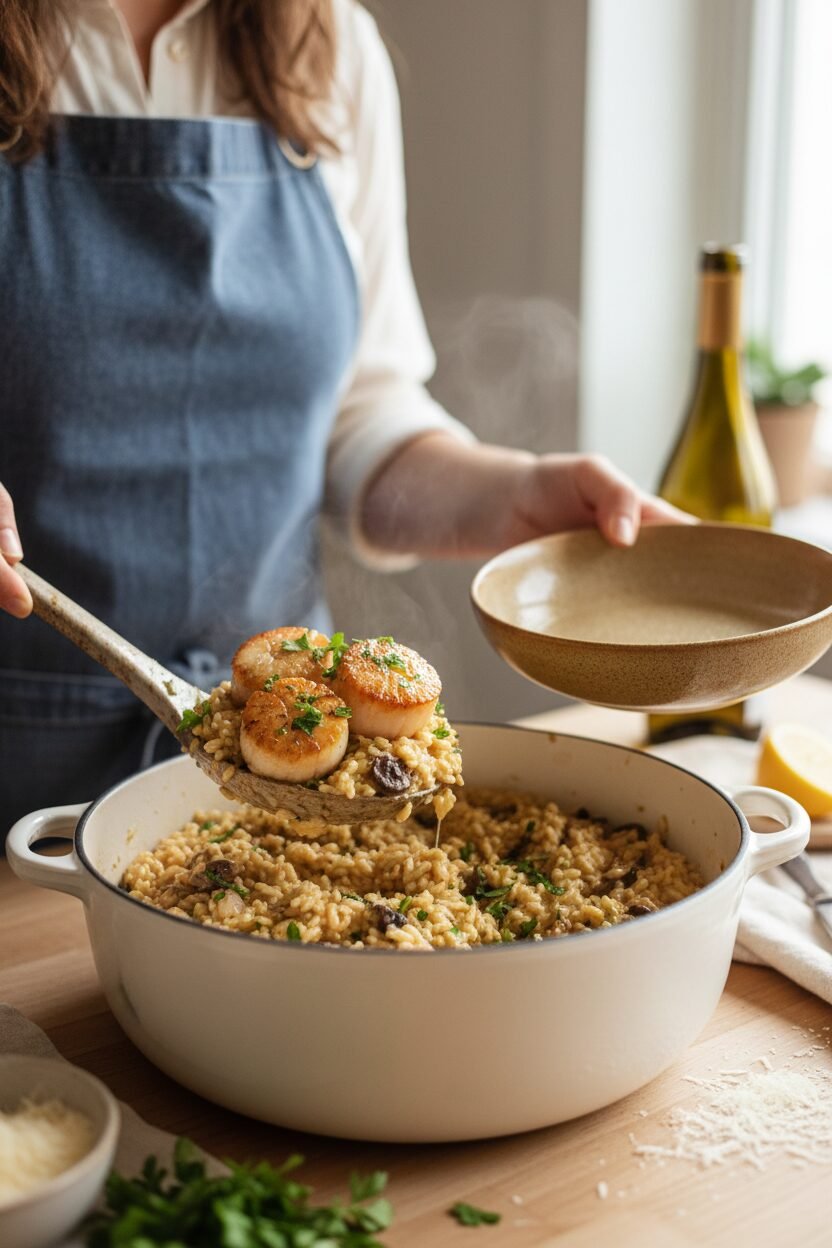 Lemon Butter Scallops with Creamy Risotto