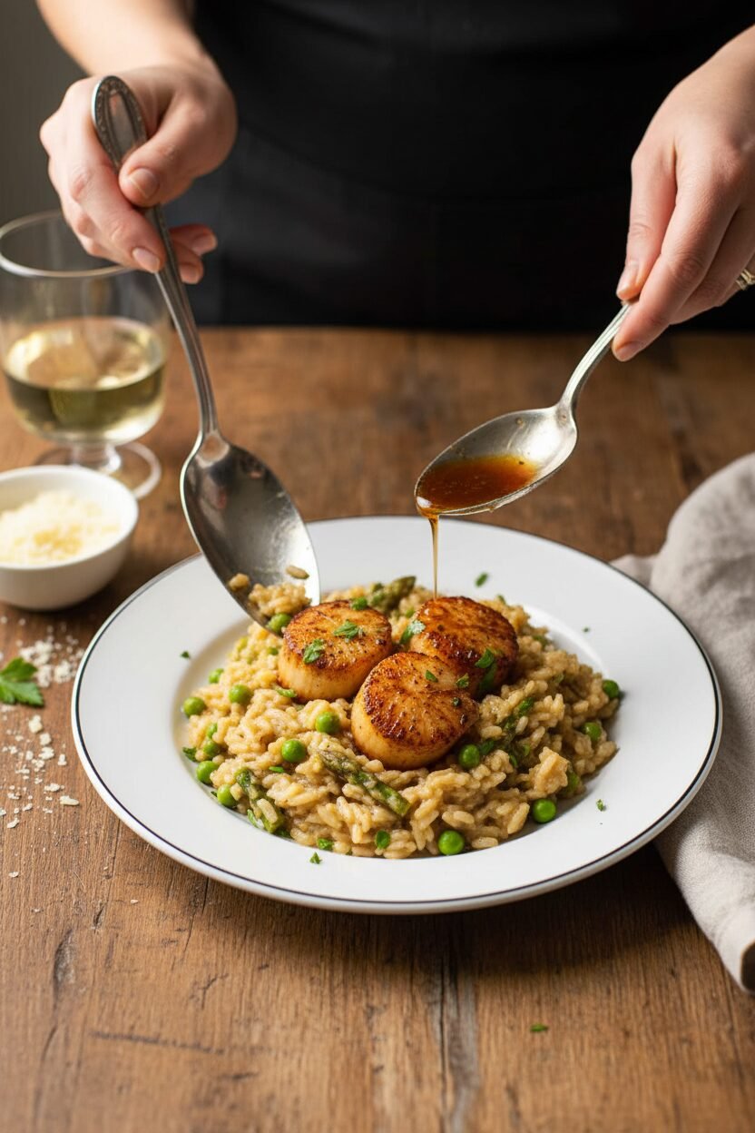 Lemon Butter Scallops with Creamy Risotto
