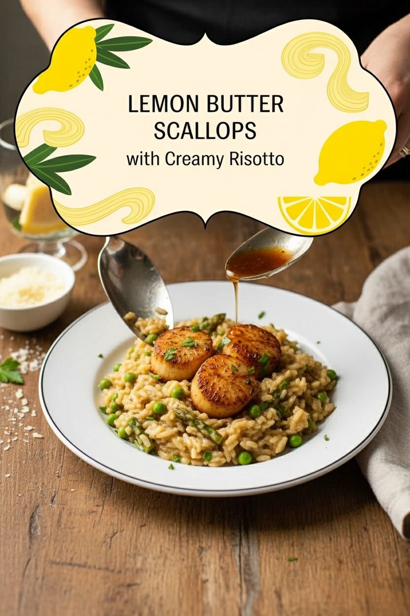 Lemon Butter Scallops with Creamy Risotto