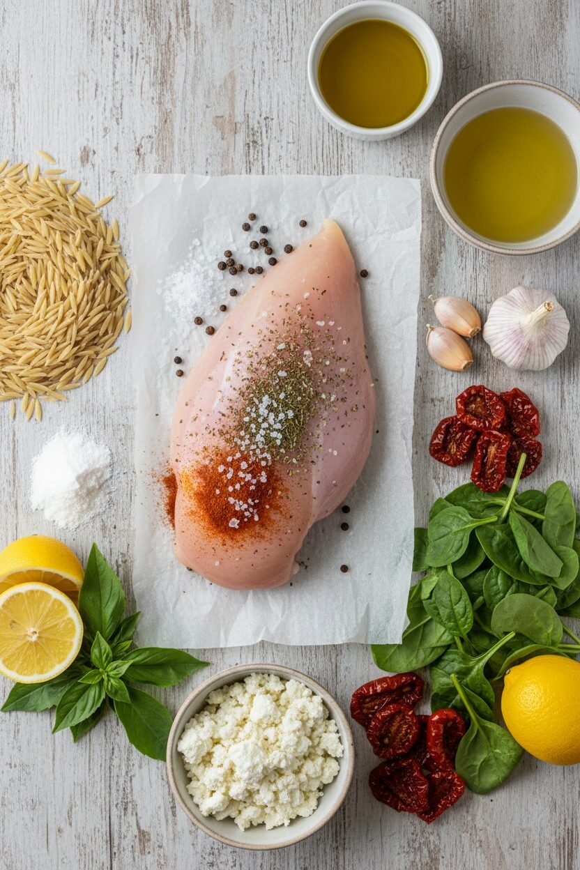 Lemon Chicken Orzo in Creamy Herb Sauce