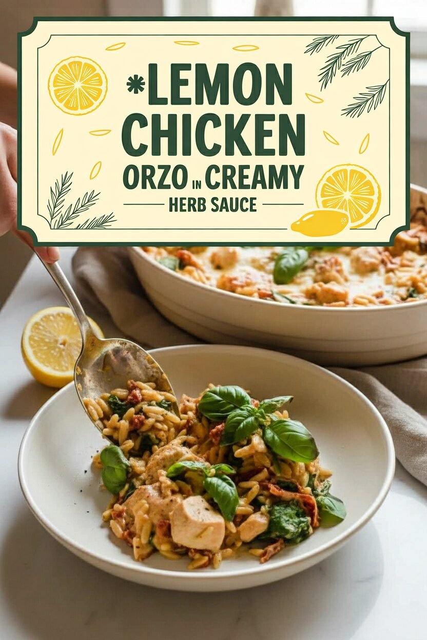 Lemon Chicken Orzo in Creamy Herb Sauce