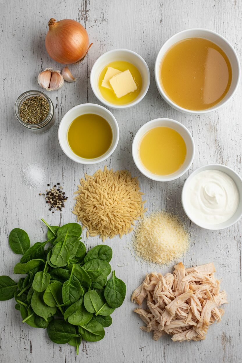 Lemon Chicken Orzo with Creamy Spinach