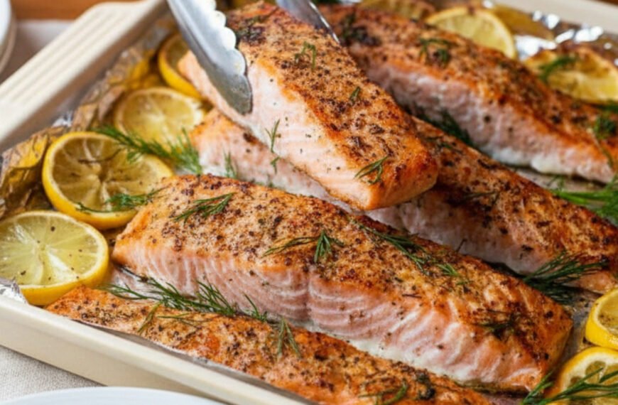 Healthy Baked Salmon with Lemon and Fresh Dill