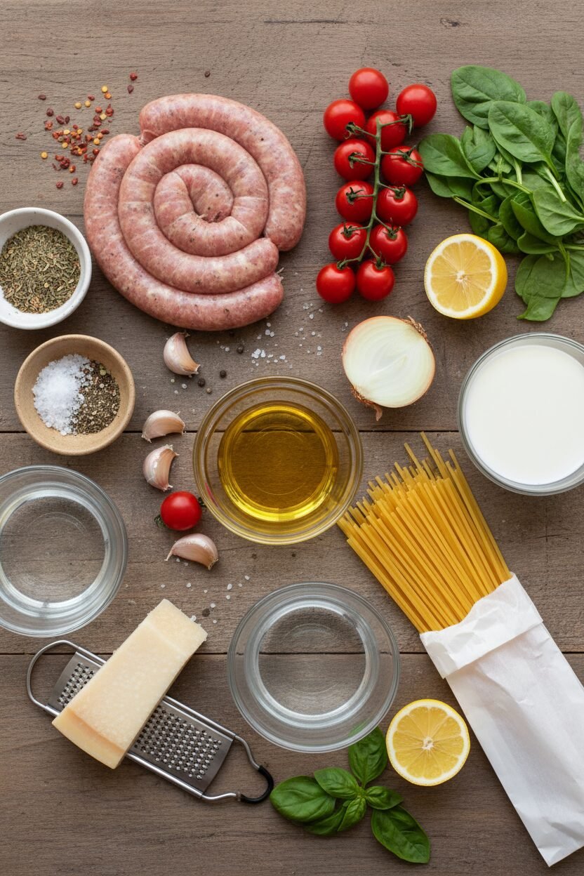 Lemon Garlic Chicken Sausage Pasta