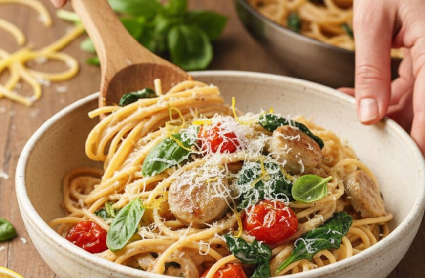 Lemon Garlic Chicken Sausage Pasta