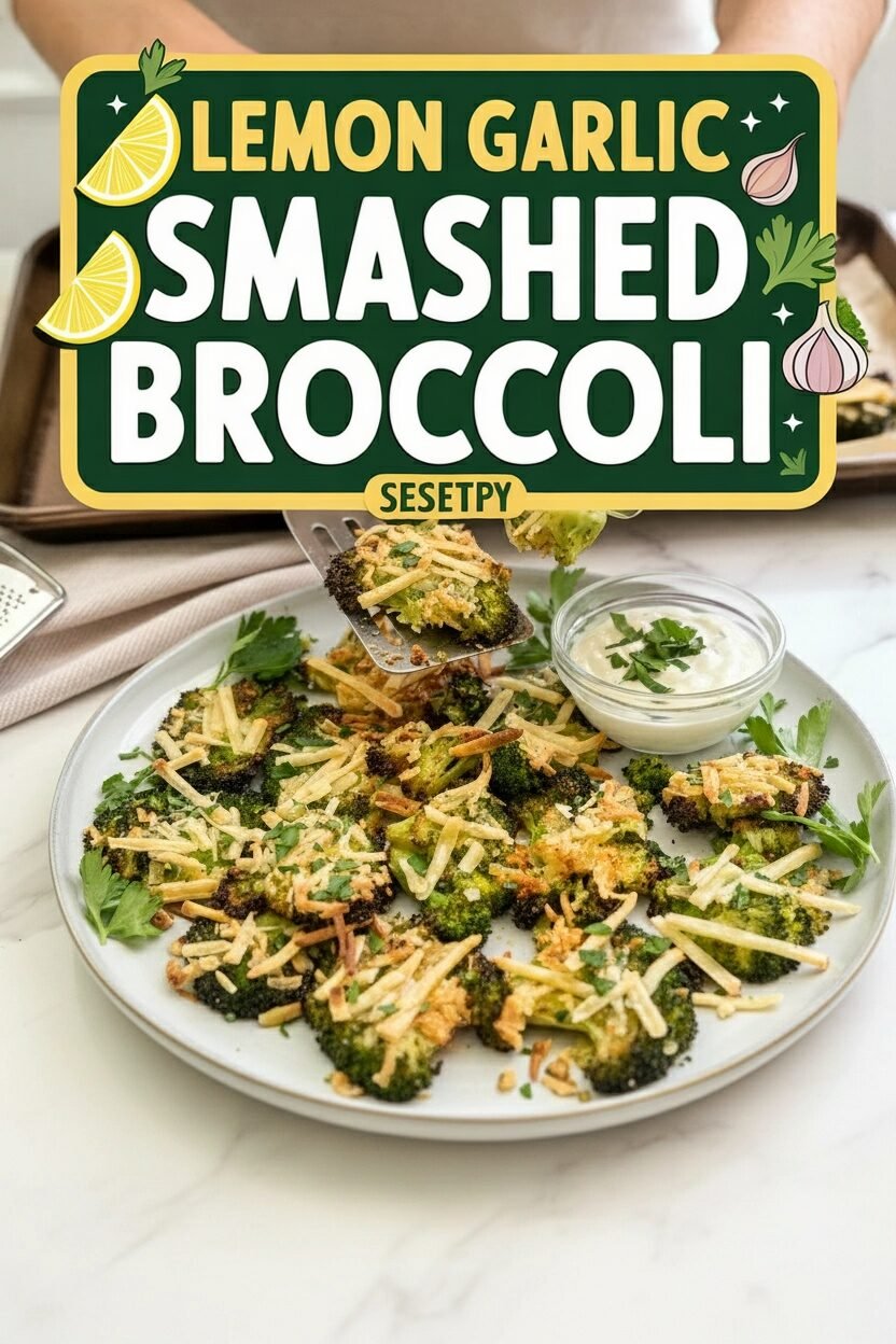 Lemon Garlic Crispy Smashed Broccoli