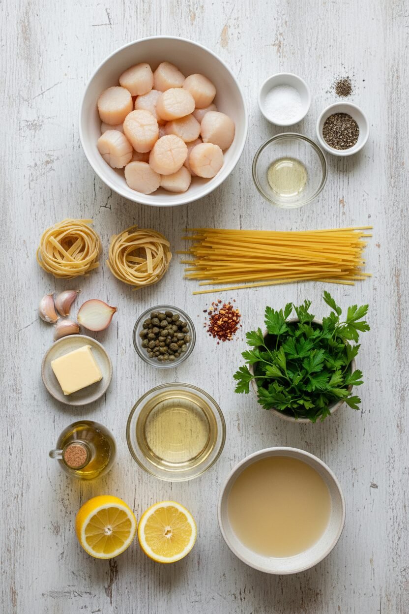 Lemon Garlic Scallop Pasta