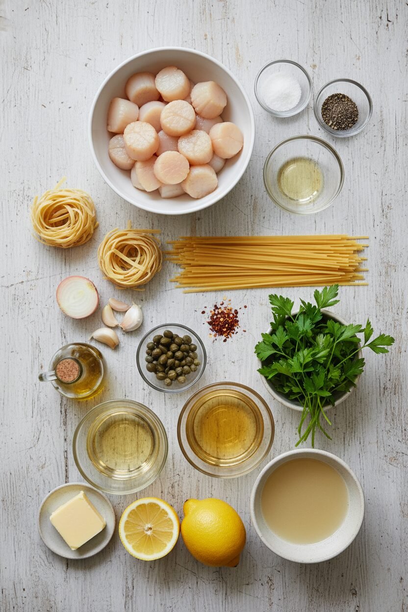 Lemon Garlic Scallop Pasta