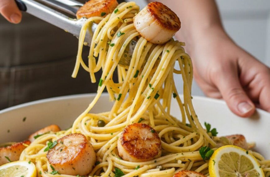 Lemon Garlic Scallop Pasta