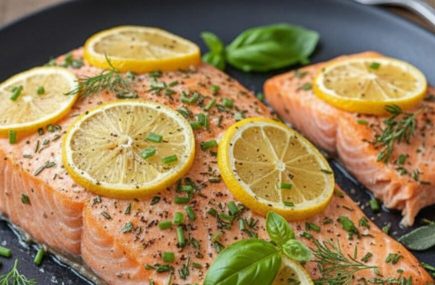 Healthy Baked Salmon with Lemon and Herbs