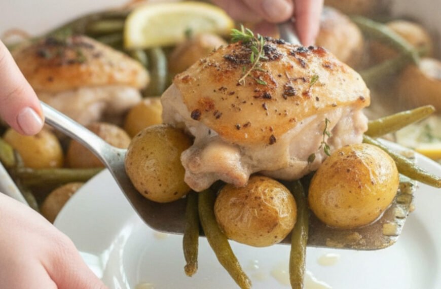 Sheet Pan Chicken Thighs with Lemon and Green Beans