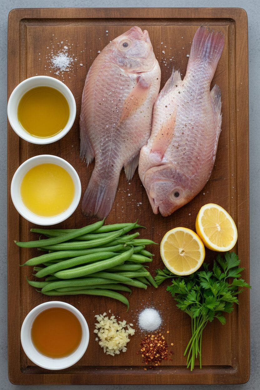 Lemon Herb Tilapia with Roasted Green Beans