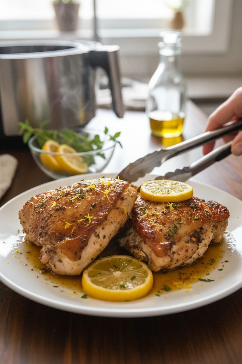 Lemon Oregano Air Fryer Chicken Thighs