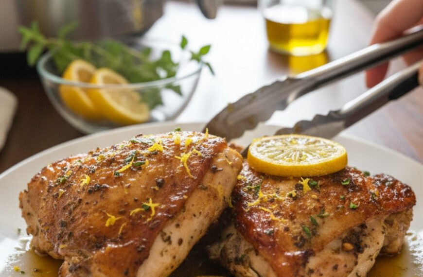 Lemon Oregano Air Fryer Chicken Thighs