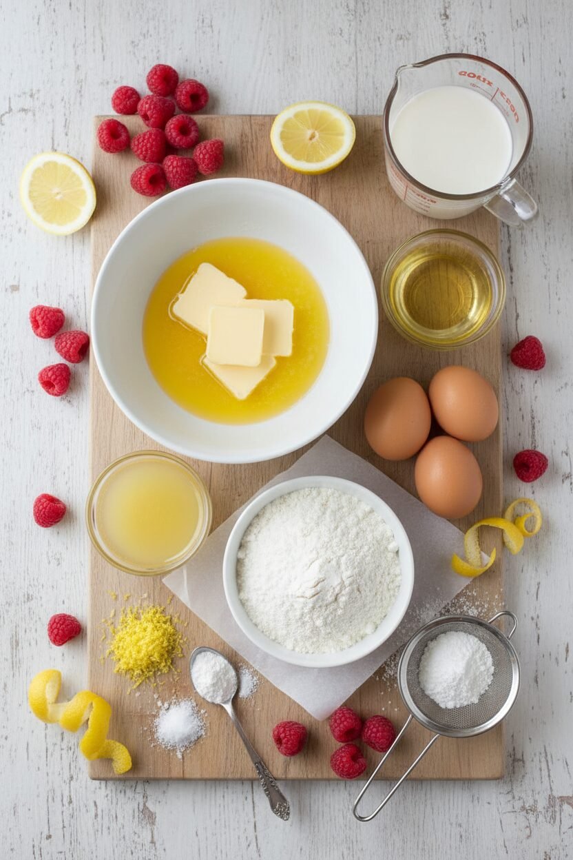 Lemon Raspberry Glazed Loaf Cake