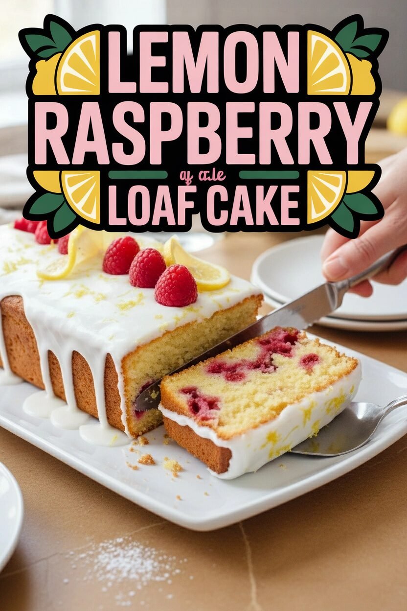 Lemon Raspberry Glazed Loaf Cake