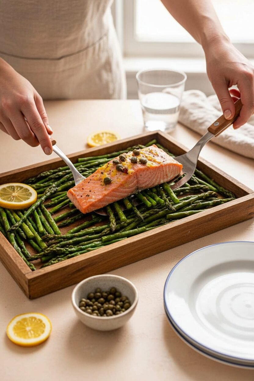 Lemon Roasted Salmon and Asparagus Tray Bake