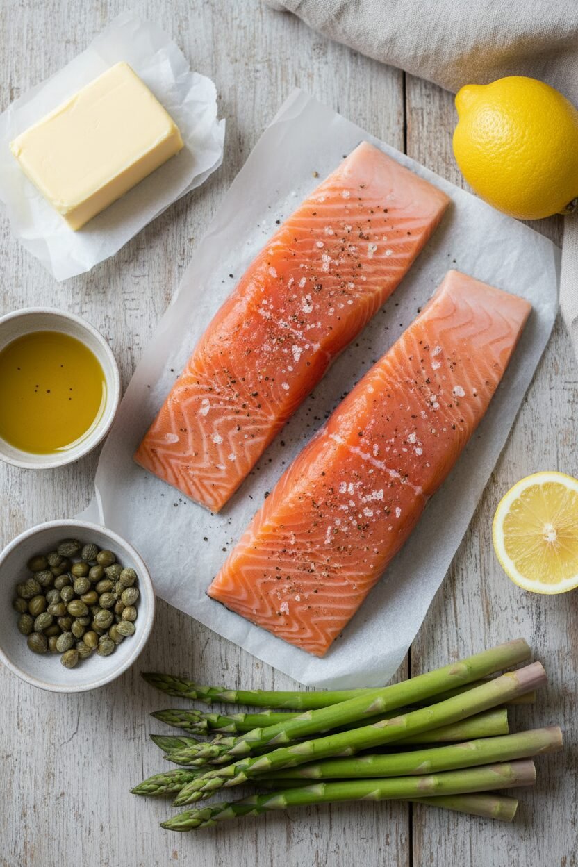 Lemon Roasted Salmon and Asparagus Tray Bake