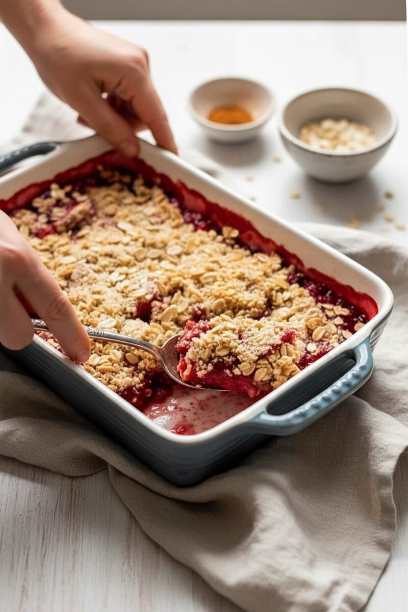 Low Sugar Strawberry Rhubarb Crisp