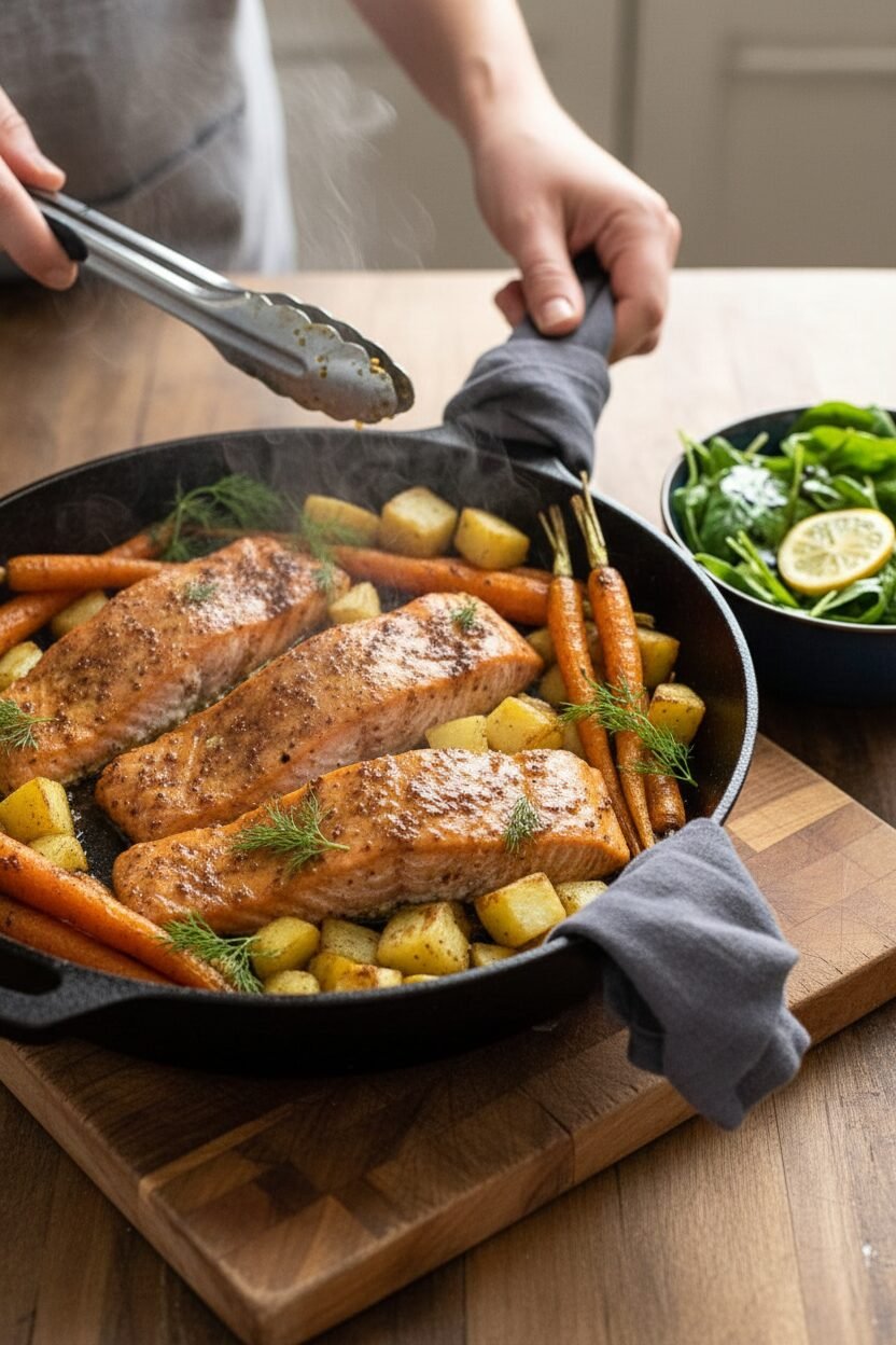 Maple Glazed Mustard Salmon Skillet