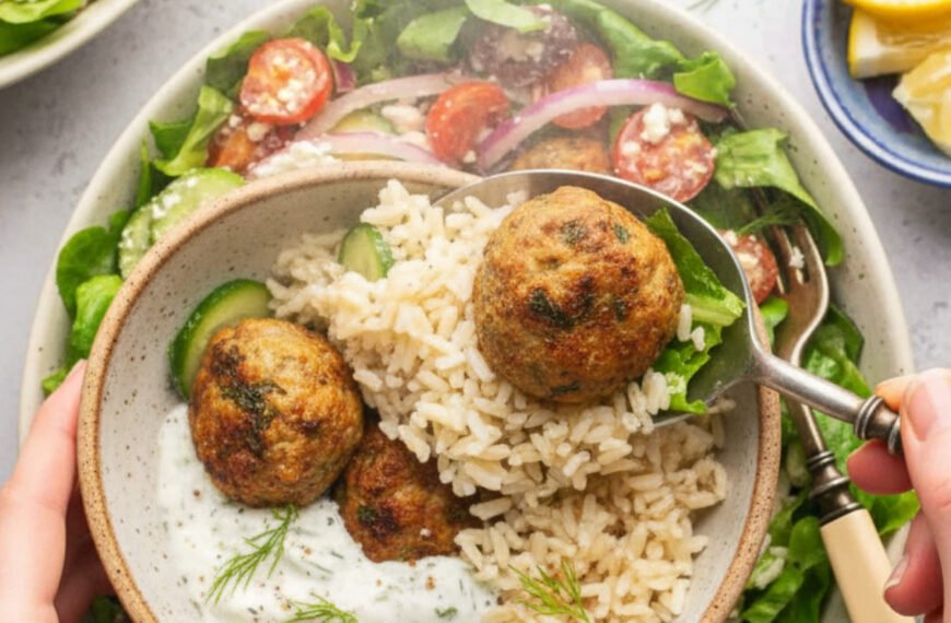 Mediterranean Chicken Meatball Grain Bowls