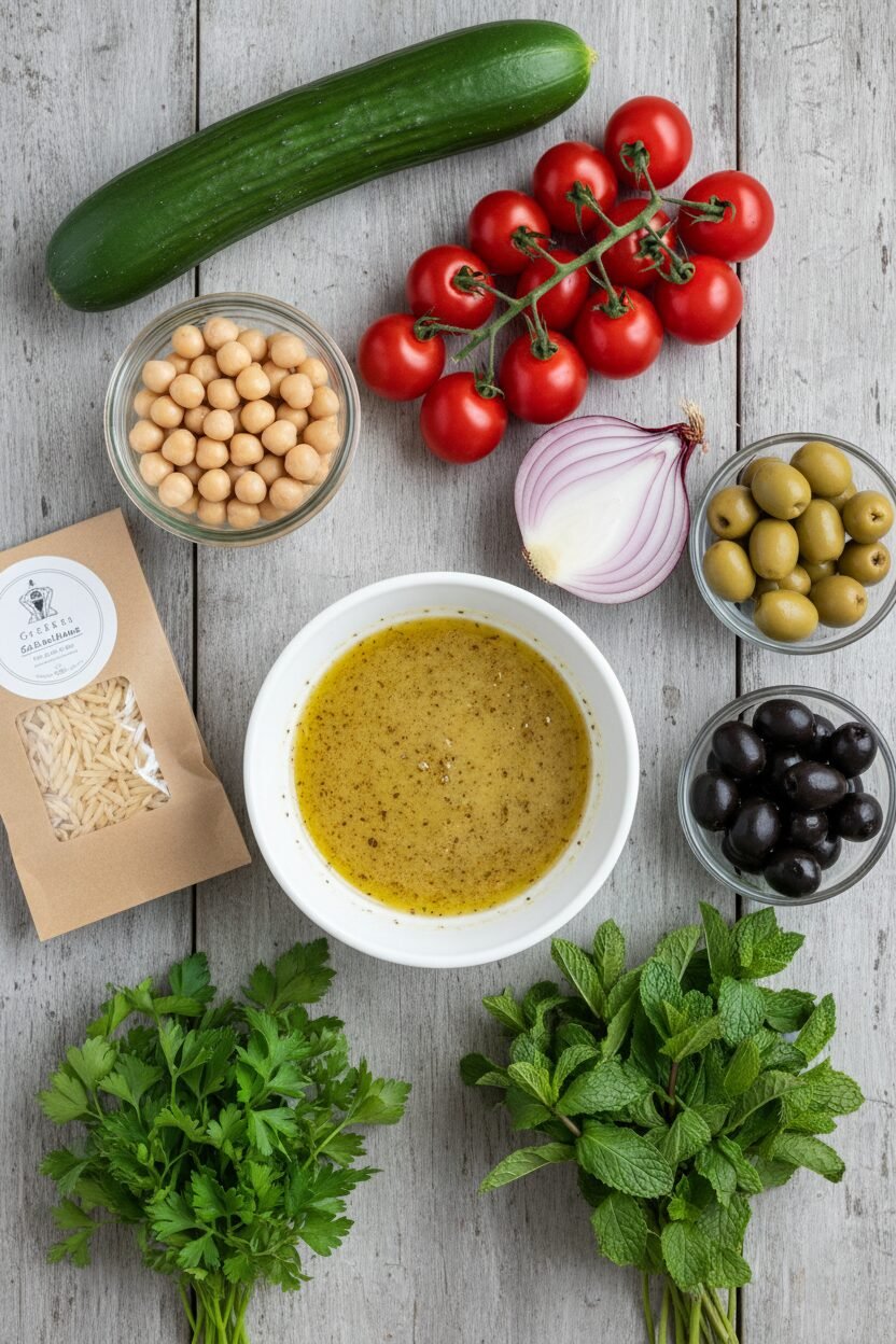 Mediterranean Orzo Salad with Cucumber Tomato