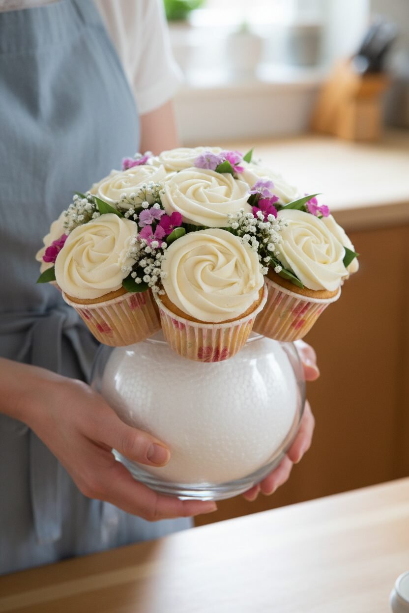 Mother's Day Vanilla Cupcake Flower Bouquet