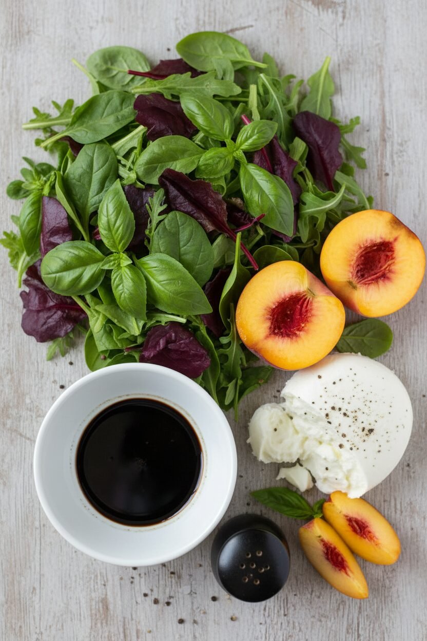 Peach Caprese Salad with Quick Balsamic Glaze