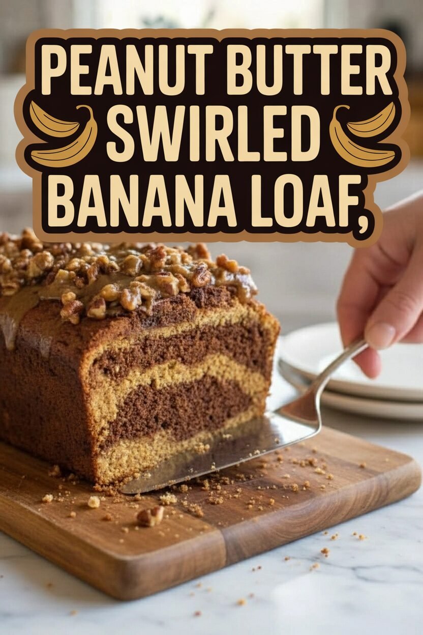 Peanut Butter Swirled Banana Loaf