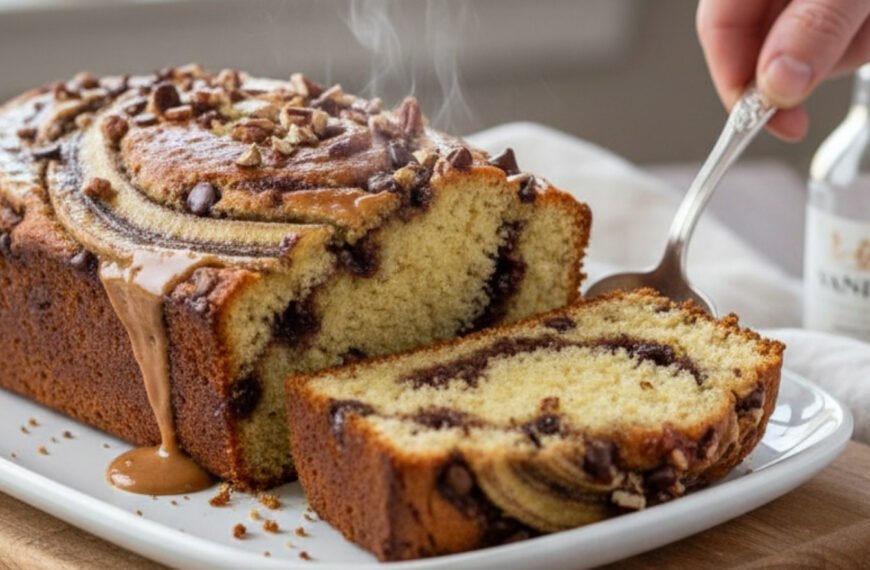Peanut Butter Swirled Banana Loaf