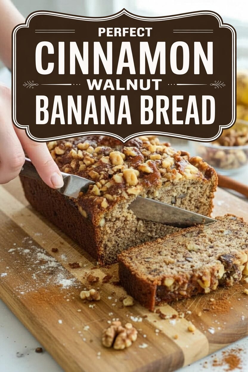 Perfect Cinnamon Walnut Banana Bread