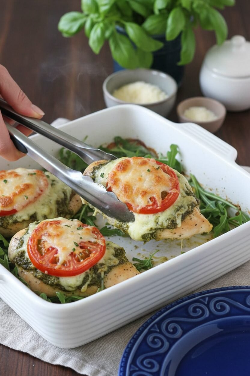 Pesto Mozzarella Baked Chicken