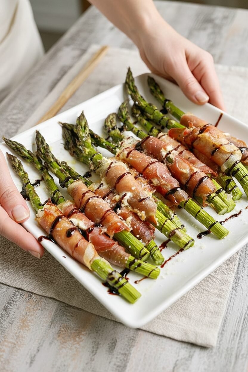 Prosciutto Wrapped Roasted Asparagus with Balsamic