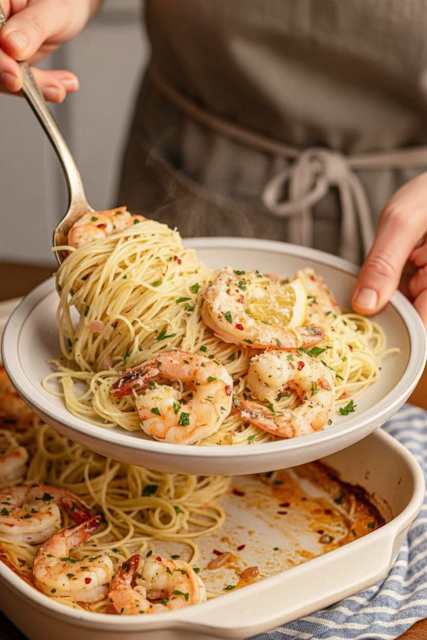 Quick Garlic Butter Shrimp Pasta