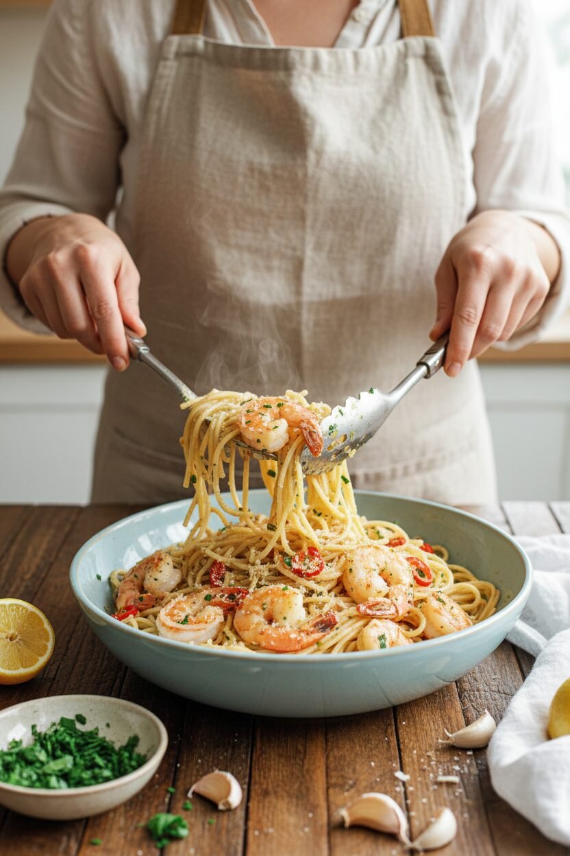 Quick Garlic Shrimp with Pasta