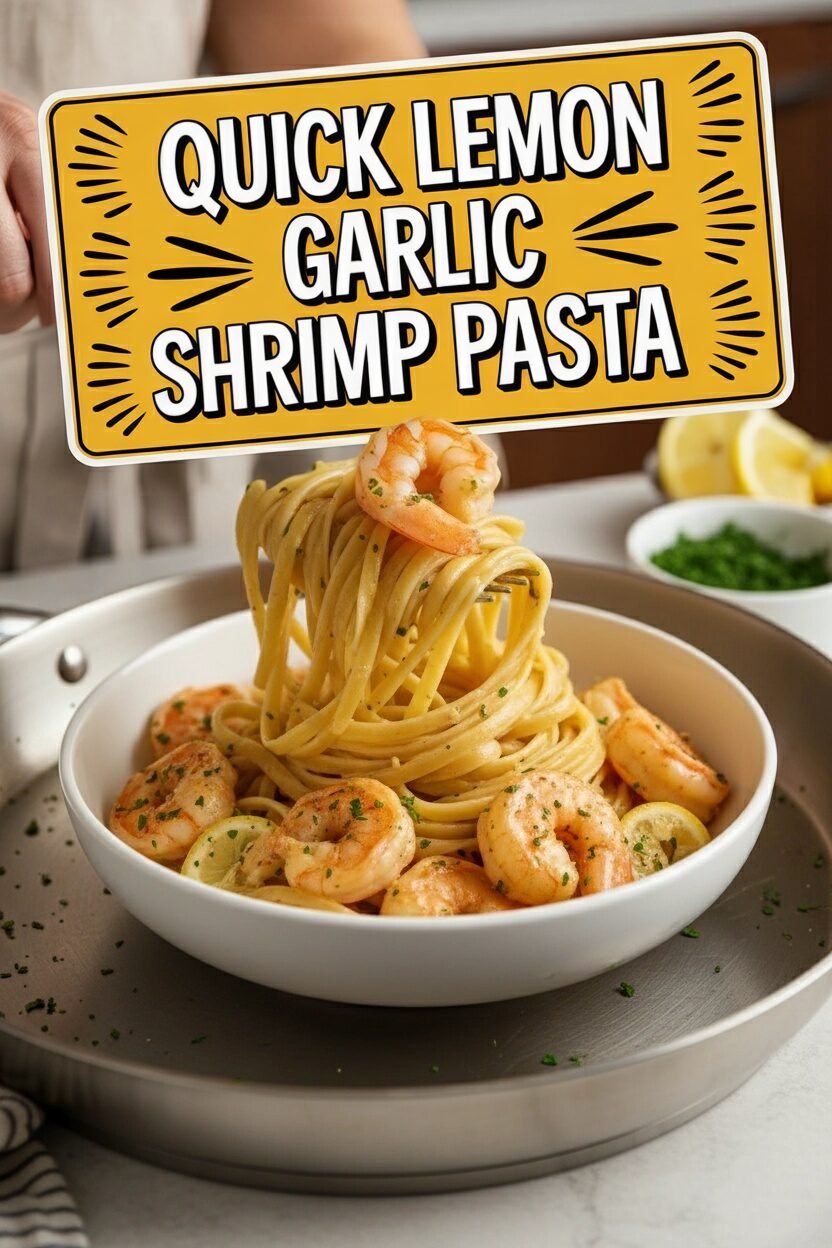 Quick Lemon Garlic Shrimp Pasta