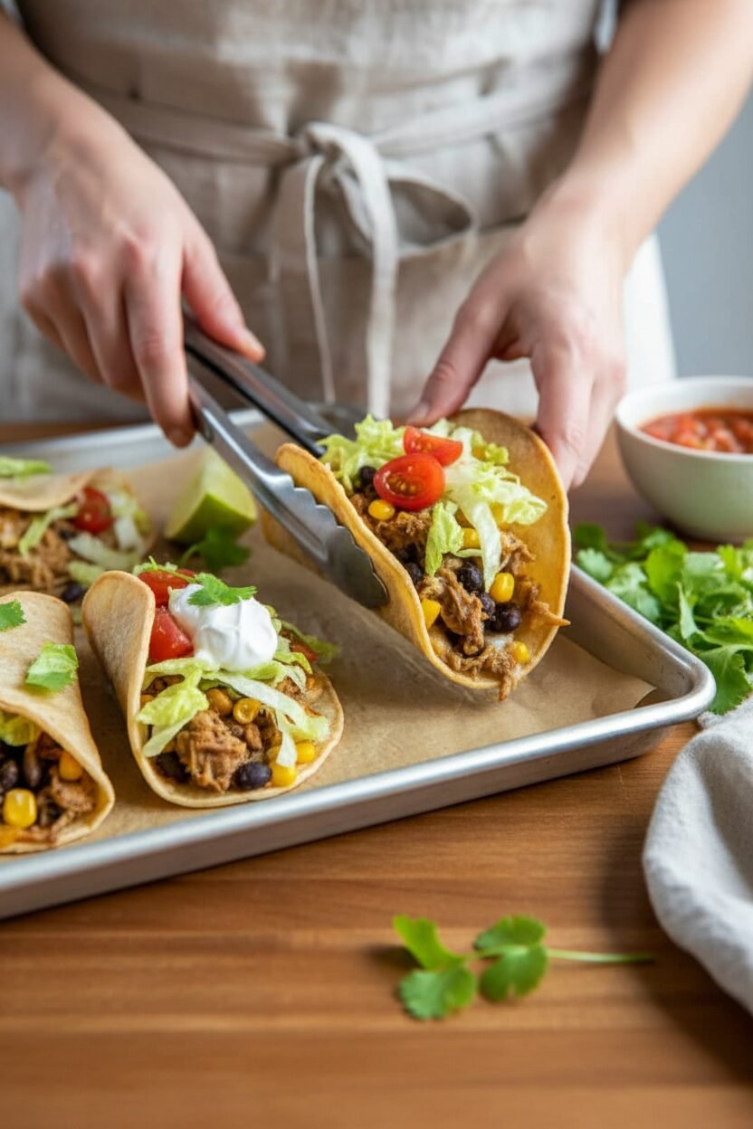 Quick Rotisserie Chicken Sheet Pan Tacos