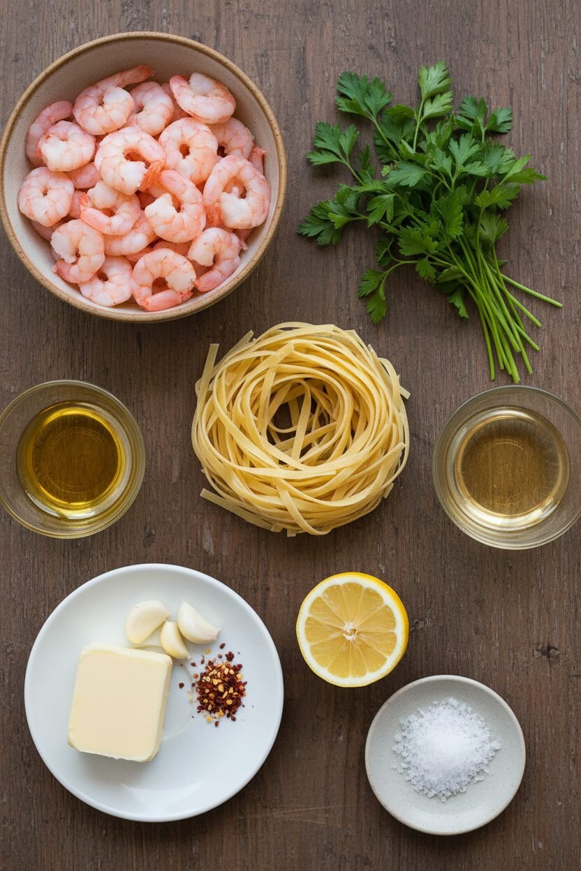 Quick Shrimp Scampi with Asparagus Ribbons