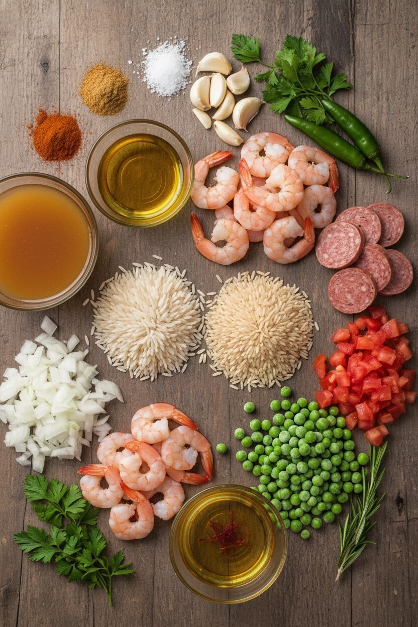 Quick Shrimp and Sausage Skillet Paella