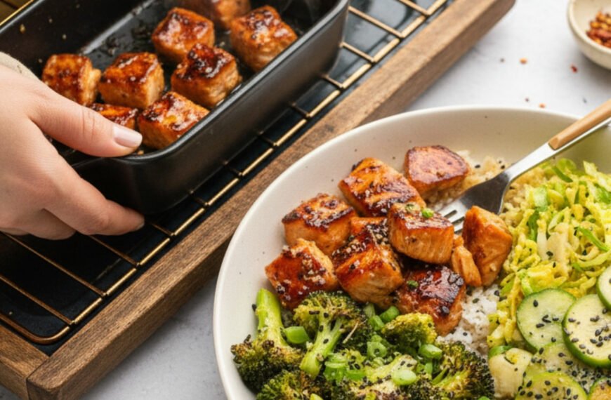Easy 30-Minute Teriyaki Salmon Bowls with Steamed Broccoli