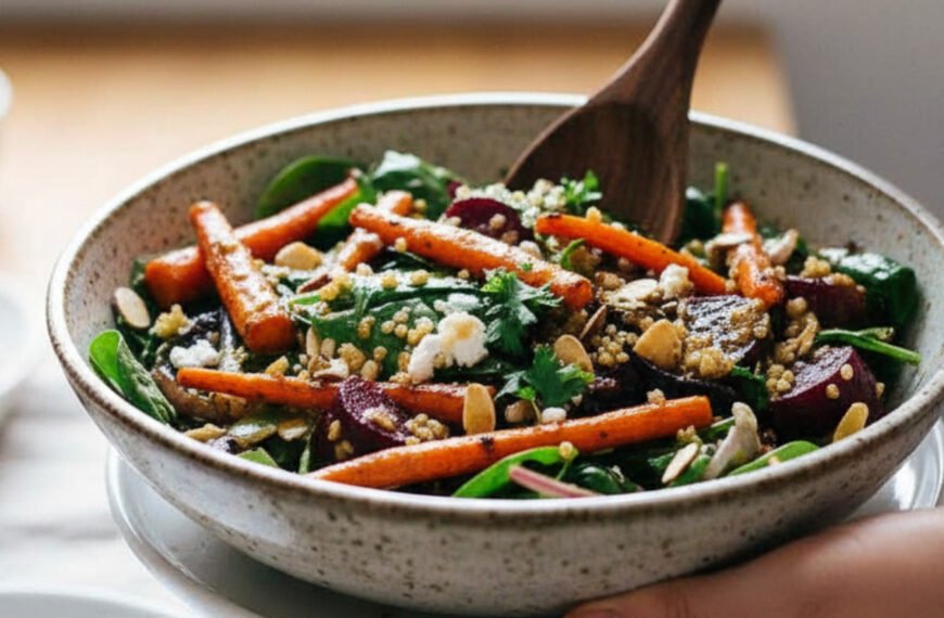 Healthy High-Fiber Quinoa and Roasted Beet Salad
