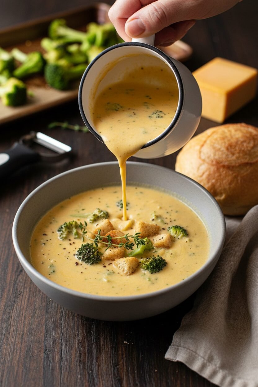 Roasted Broccoli Cheddar Bisque