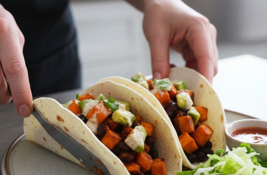 Healthy Roasted Sweet Potato and Black Bean Tacos