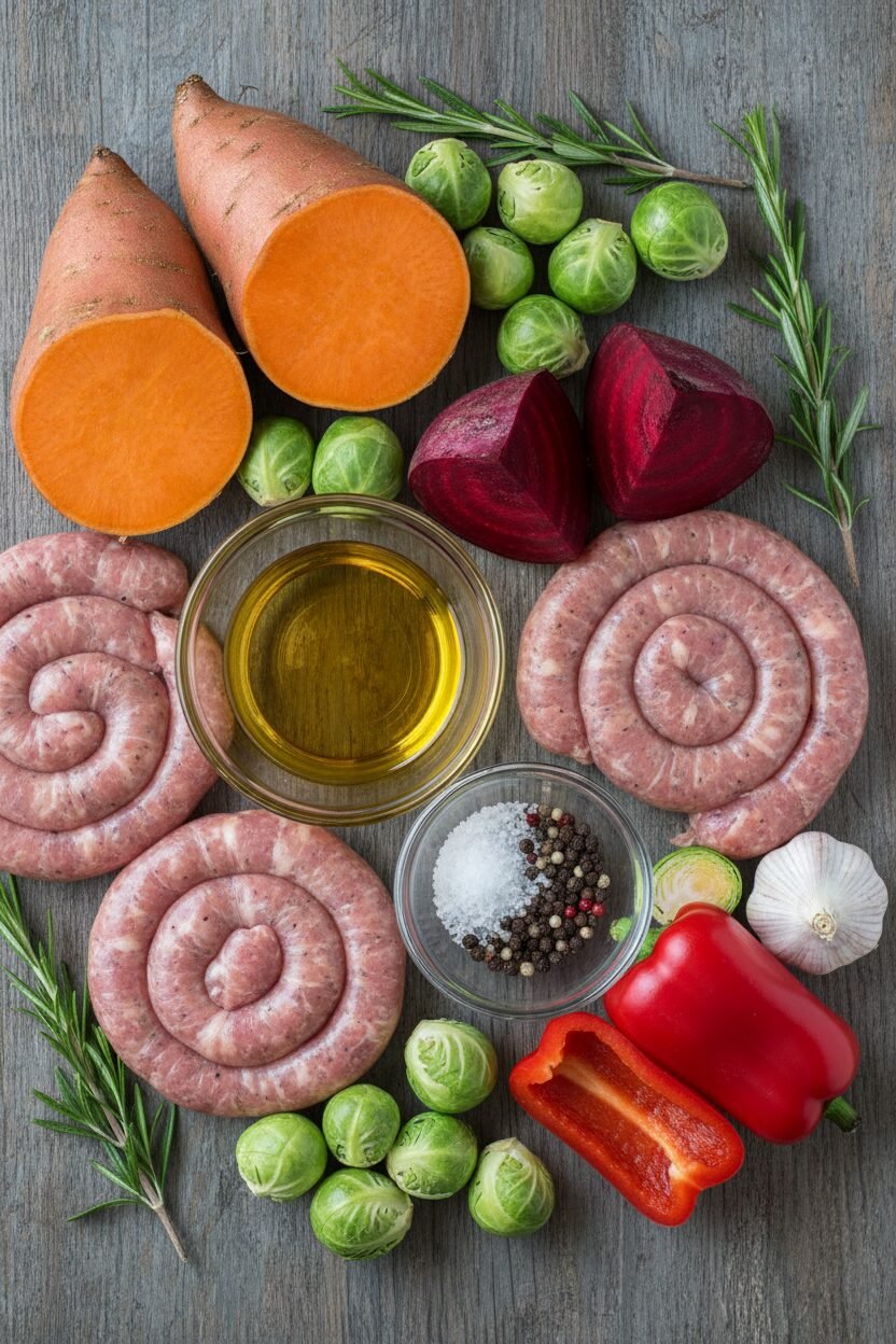Roasted Turkey Sausage with Root Vegetables