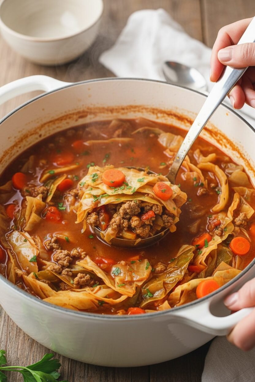 Savory Cabbage Roll Soup in a Pot